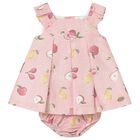 Baby Girls Pink Fruits Dress Set, 2, hi-res