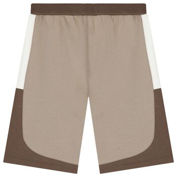 Boys Beige & White Logo Shorts