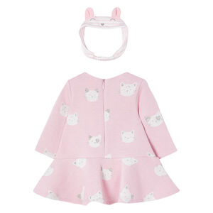 Baby Girls Pink Cat Dress Set