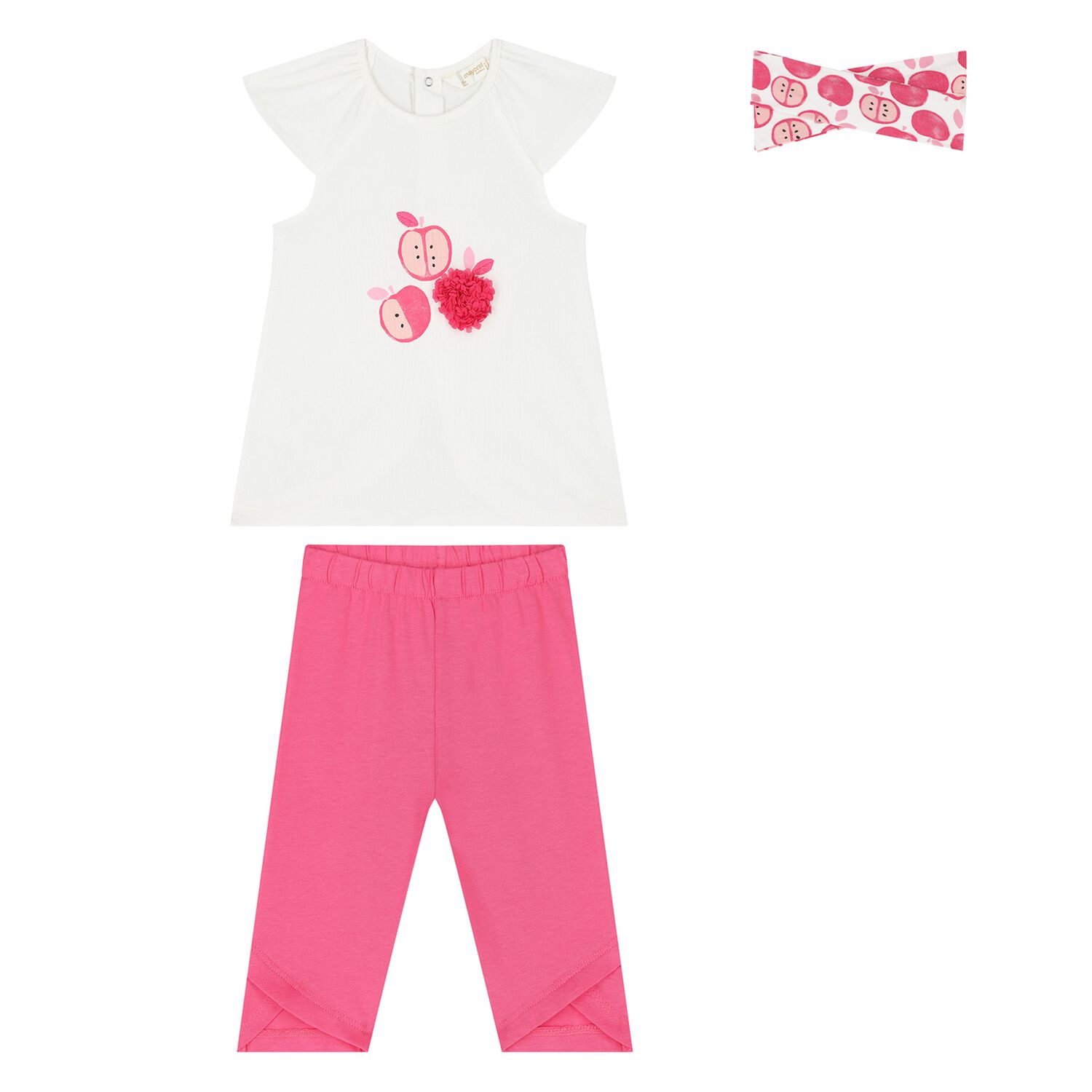Baby Girls White & Pink Apple Leggings Set, 1, hi-res image number null