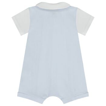 Baby Boys White & Blue Crown Romper