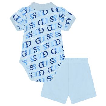 Baby Boys Blue Logo Shorts Set