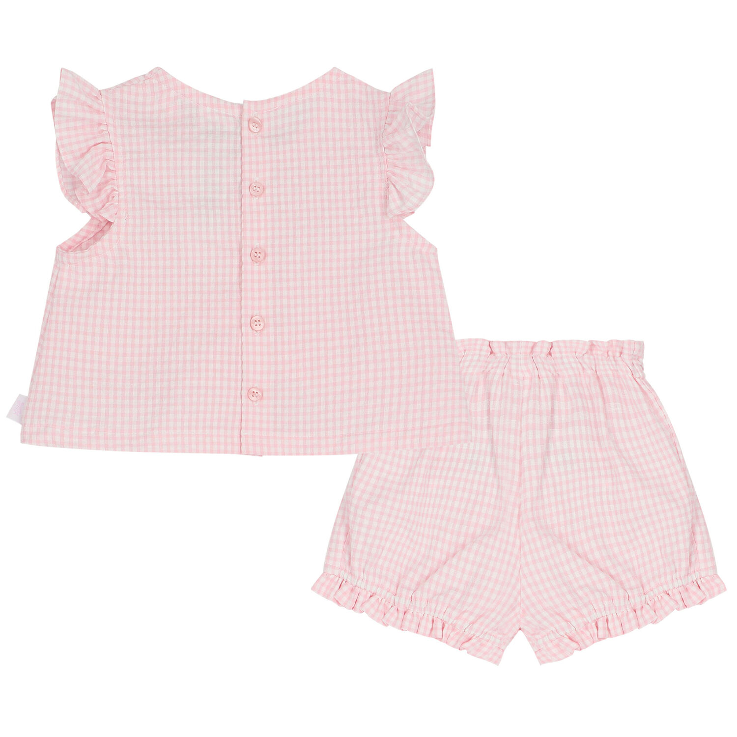Younger Girls Pink Gingham Shorts Set, 1, hi-res