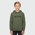Boys Green Logo Hooded Top, 2, hi-res