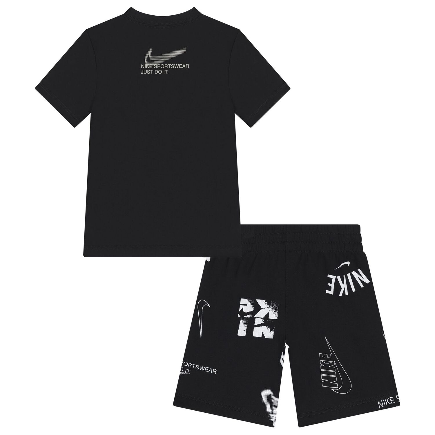 Boys Black Logo Shorts Set, 2, hi-res