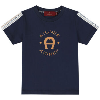 Younger Boys Navy Logo T-Shirt