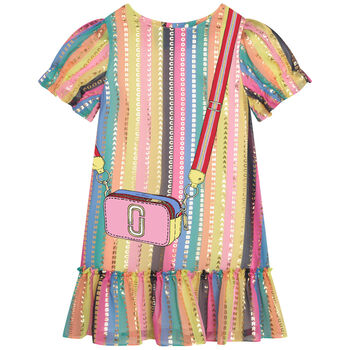 Girls Pink & Gold Logo Bag Dress