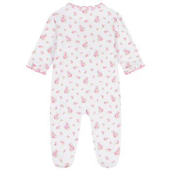 Baby Girls White & Pink Roses & Blooms Babygrow