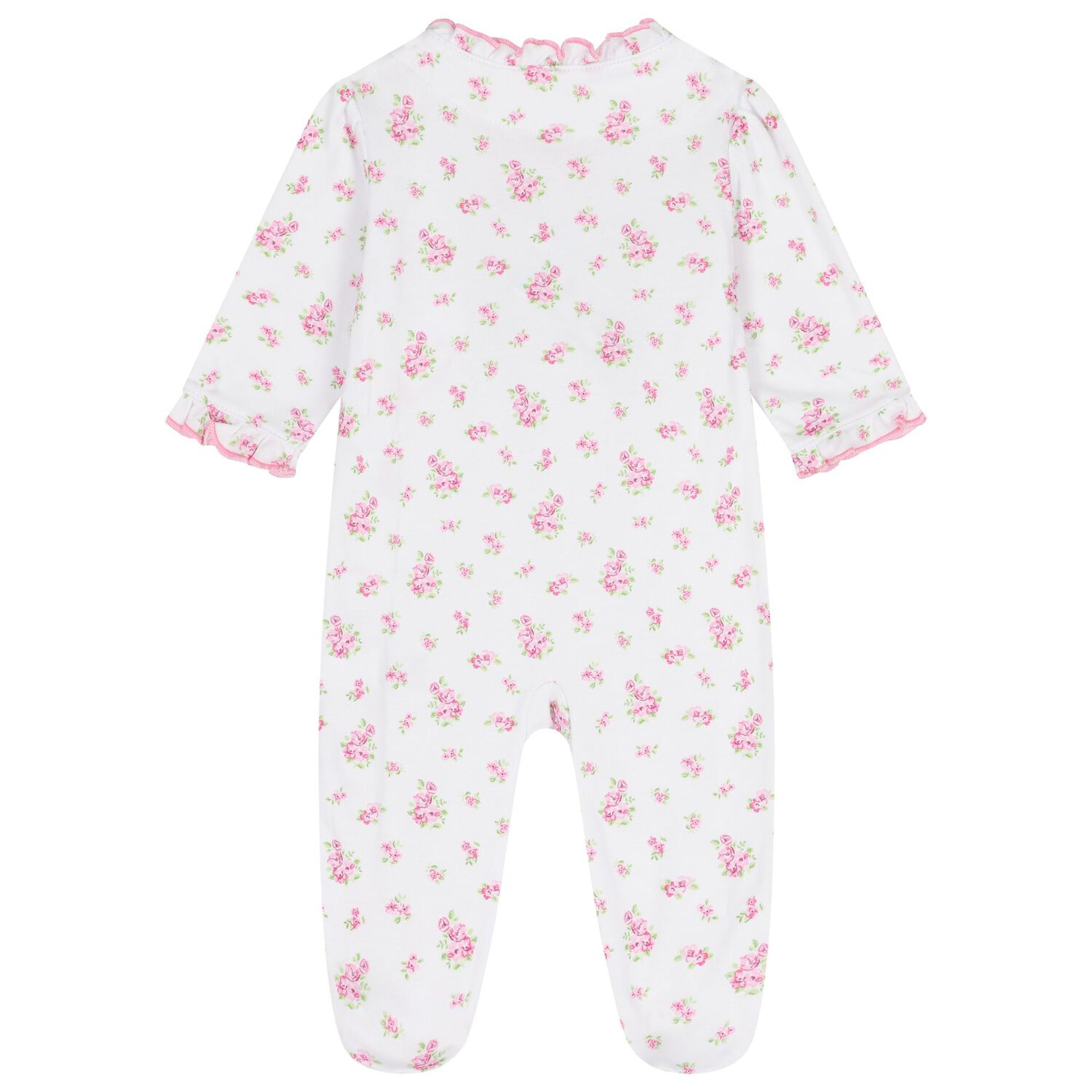 Baby Girls White & Pink Roses & Blooms Babygrow, 1, hi-res image number null
