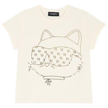 Girls Beige Choupette Logo T-Shirt