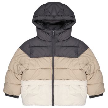 Boys Grey & Beige Padded Puffer Jacket