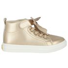 Girls Gold Bow Trainers, 1, hi-res