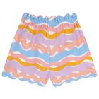 Girls Multi-Coloured Wavy Stripe Shorts, 1, hi-res
