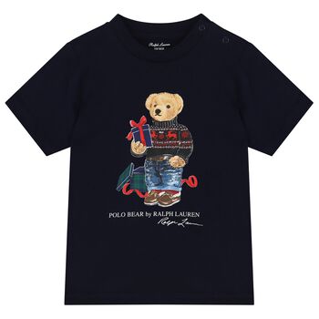 Baby Boys Navy Blue Polo Bear T-Shirt