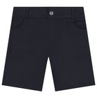 Boys White, Blue & Navy Blue Logo Shorts Set, 1, hi-res