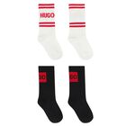 White & Black Logo Socks ( 2 Pack ), 1, hi-res