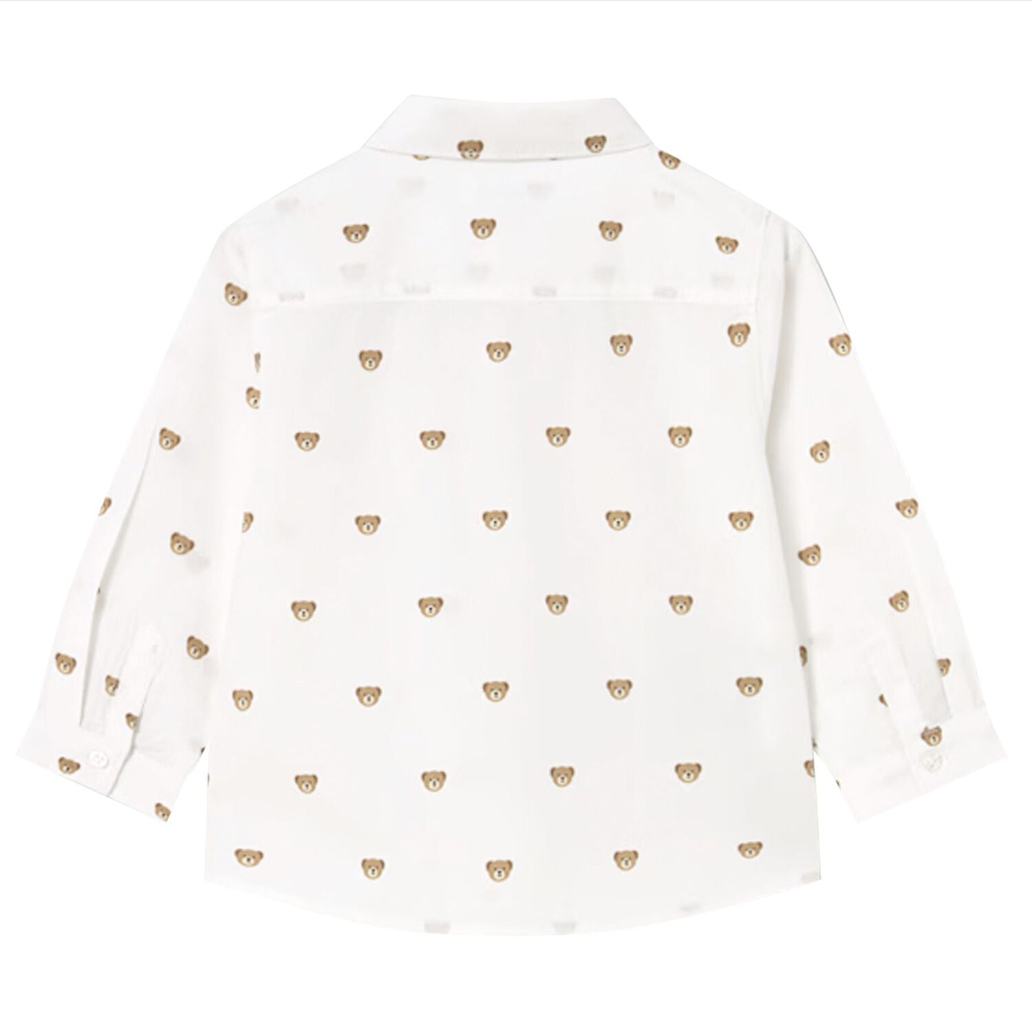 Younger Boys White & Beige Teddy Bear Shirt, 1, hi-res