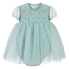 Baby Girls Green Glitter Bodysuit Dress Set, 1, hi-res