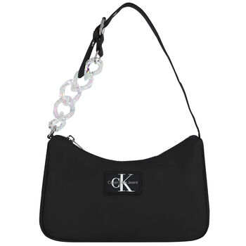 Girls Black Logo Shoulder Bag
