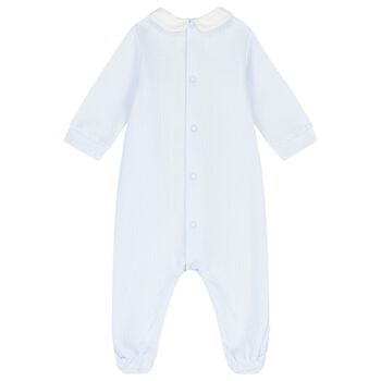 Baby Boys White & Blue Babygrow