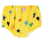 فستان بنات قطن بطبعة نجوم باللون الأصفر , 1, hi-res