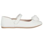 Girls White Flower Shoes, 1, hi-res