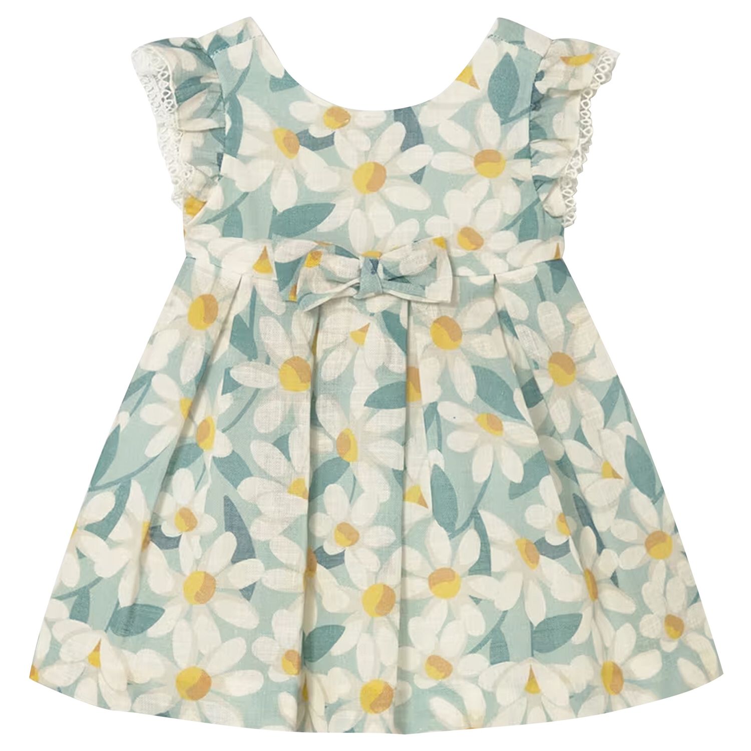 Younger Girls Green Floral Dress, 2, hi-res
