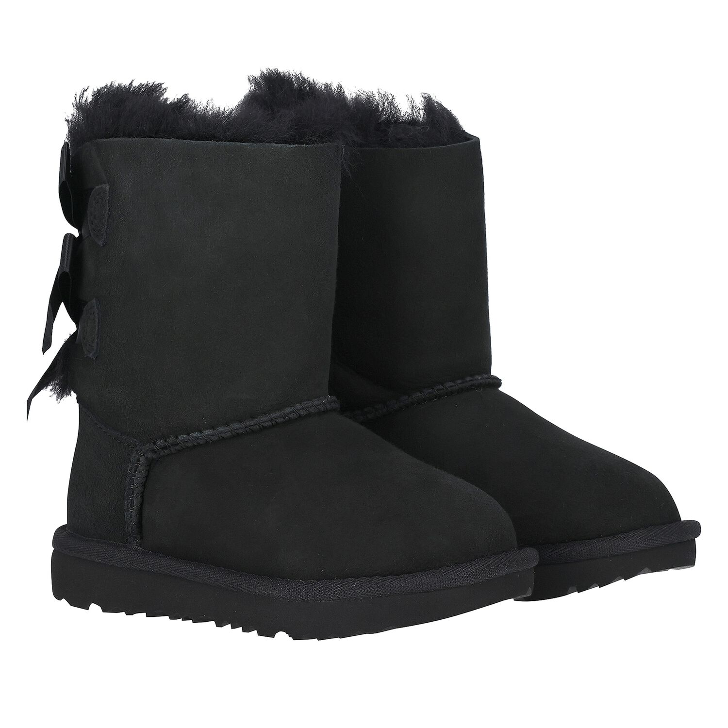 Younger Girls Black Bailey Bow II Suede Boots, 1, hi-res