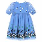 Girls Blue Embroidered Dress, 1, hi-res