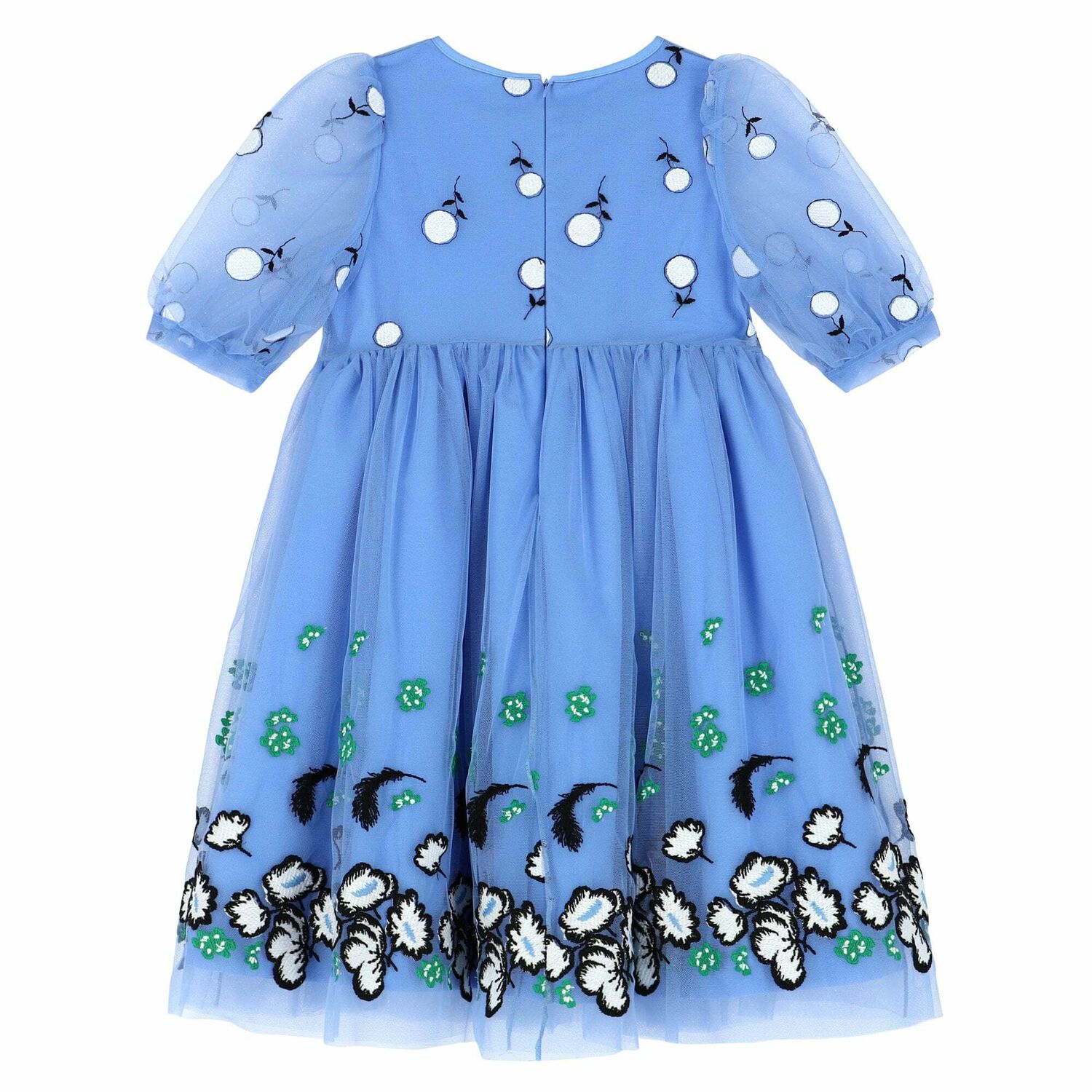 Girls Blue Embroidered Dress, 1, hi-res image number null