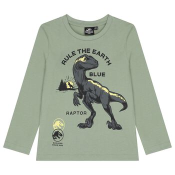 Boys Green Dinosaur Long Sleeve Top