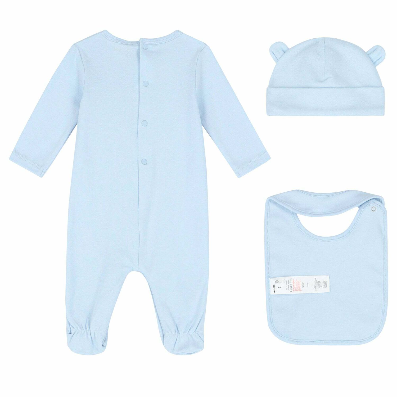 Boys Blue Logo Babygrow, Hat & Bib Gift Set, 1, hi-res
