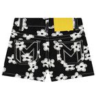 Girls Black Flower Shorts, 1, hi-res