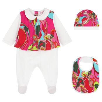 Baby Girls White & Pink Orchidee Babygrow Gift Set