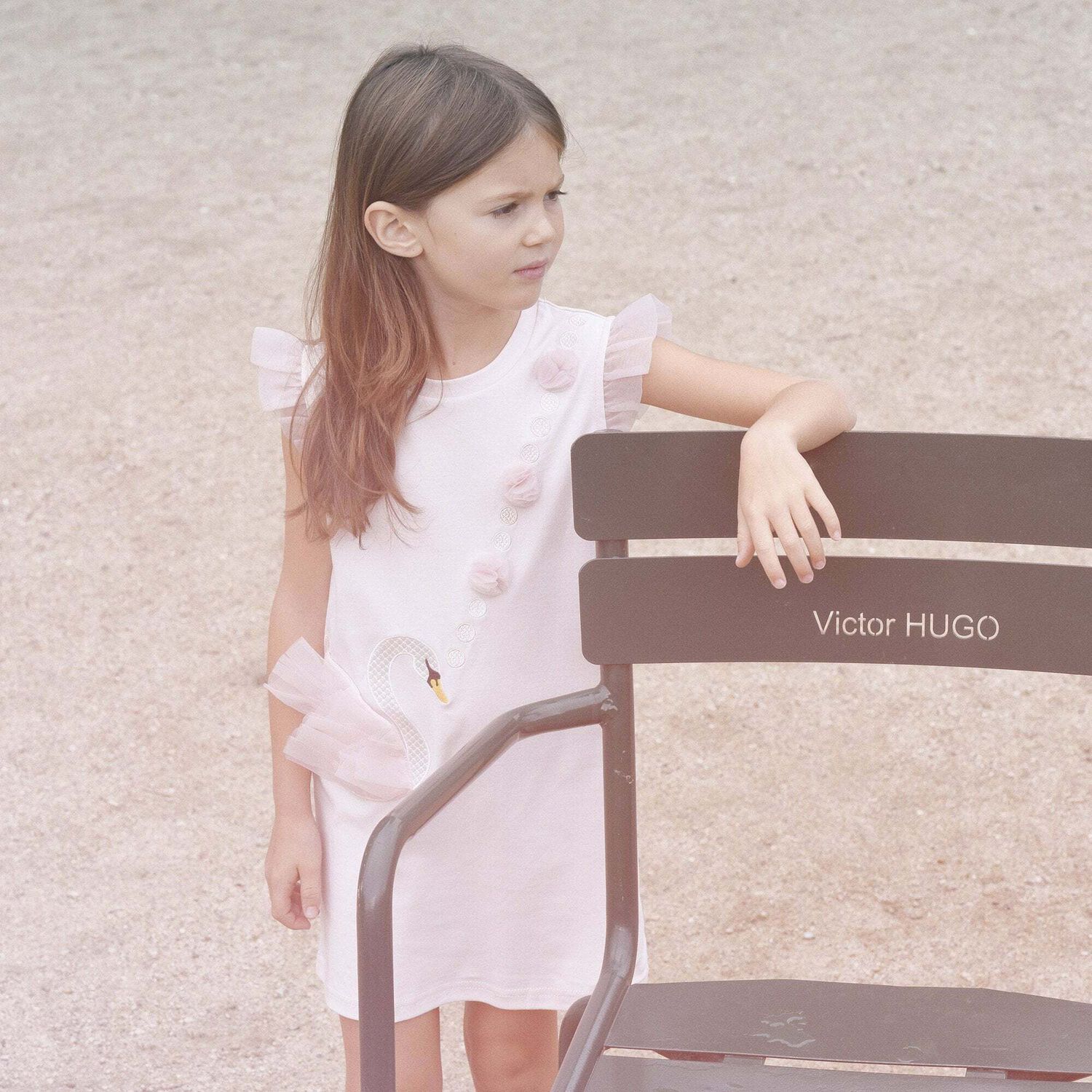 فستان بطبعة بجعة باللون الزهرى للبنات, 1, hi-res image number null