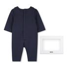Baby Boys Navy Blue Romper Suit, 1, hi-res
