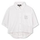 Girls Mini Me White Diamante Logo Shirt, 1, hi-res