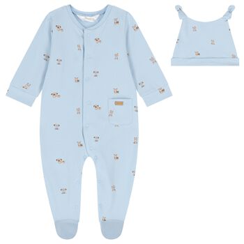 Baby Boys Blue Puppy Babygrow Set