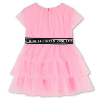 Girls Pink Logo Tulle Dress