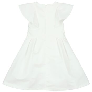 فستان بنات واسع باللون الأبيض