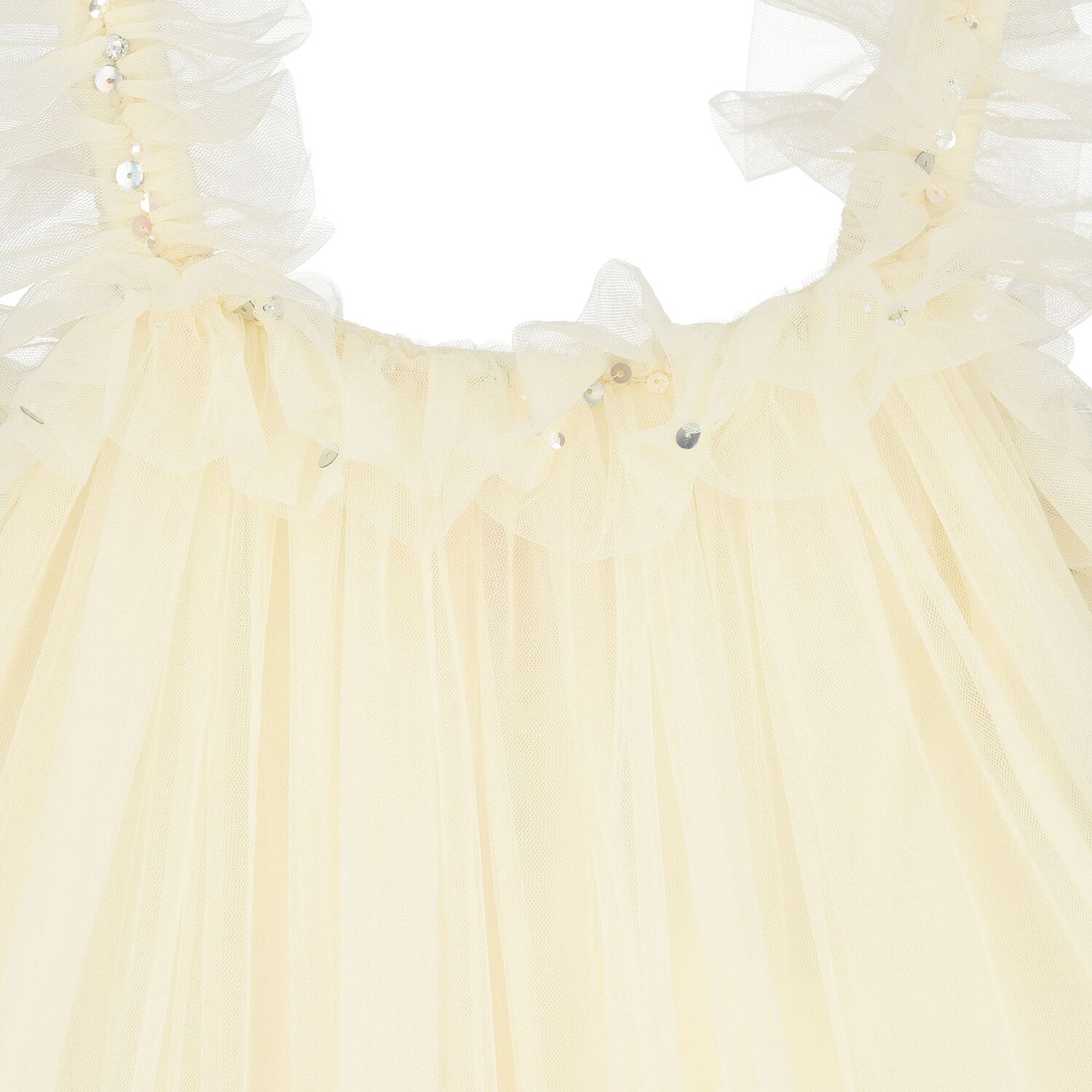 Girls Yellow Ruffled Tulle Dress, 1, hi-res