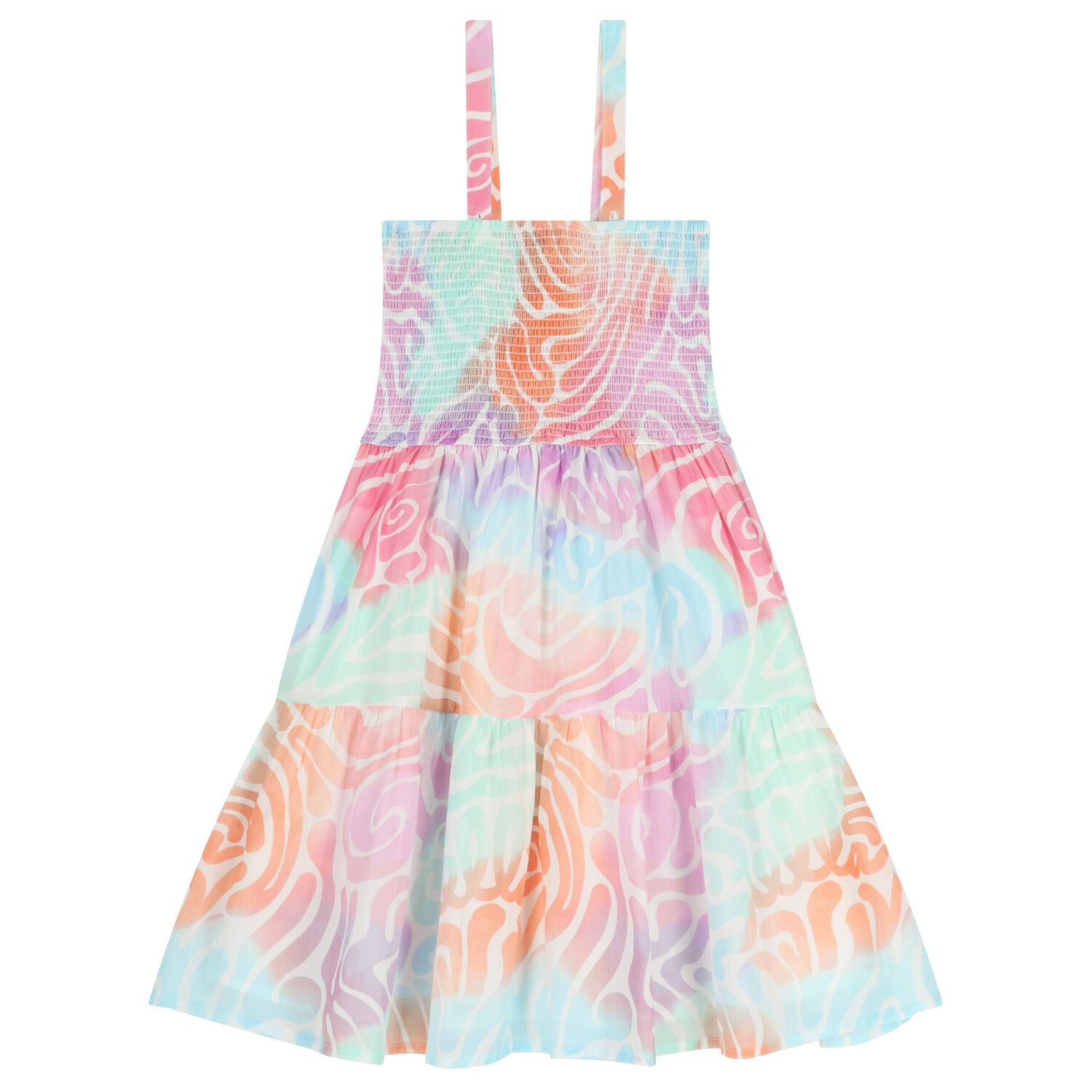 Girls Multi-Coloured Tiered Dress, 1, hi-res