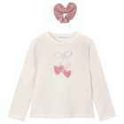 Girls Ivory Long Sleeeve & Scrunchie Set, 3, hi-res