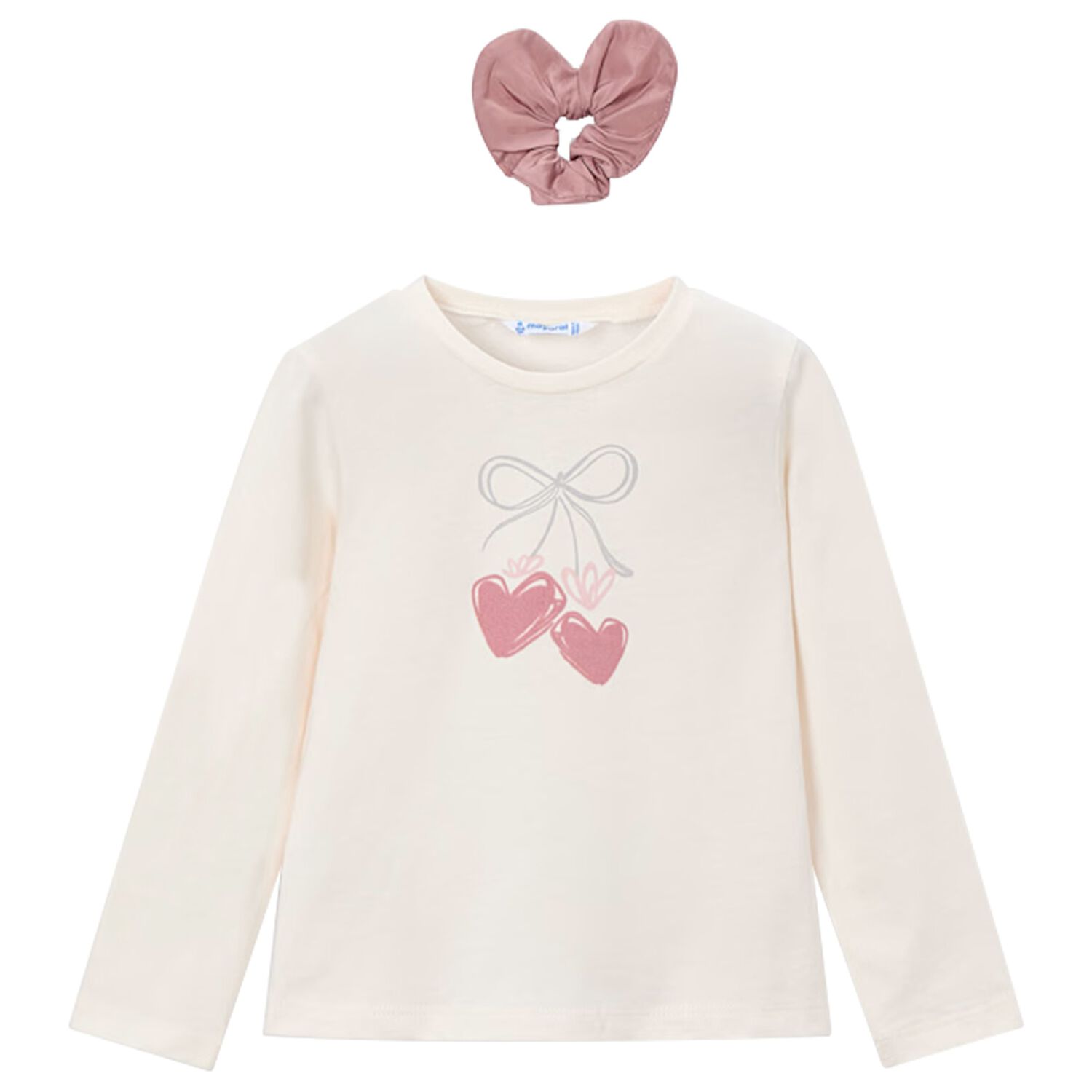 Girls Ivory Long Sleeeve & Scrunchie Set, 3, hi-res