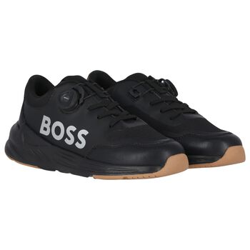 Boys Black Logo Trainers