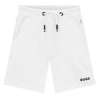  Younger Boys Beige & White Logo Shorts Set, 1, hi-res