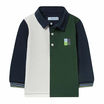 Younger Boys White & Green Polo Shirt