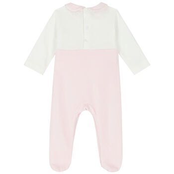 Baby Girls Pink & Ivory Embellished Babygrow
