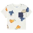 Younger Boys Ivory Animals T-Shirt, 2, hi-res