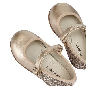 Girls Gold Embellished Ballerina Shoes